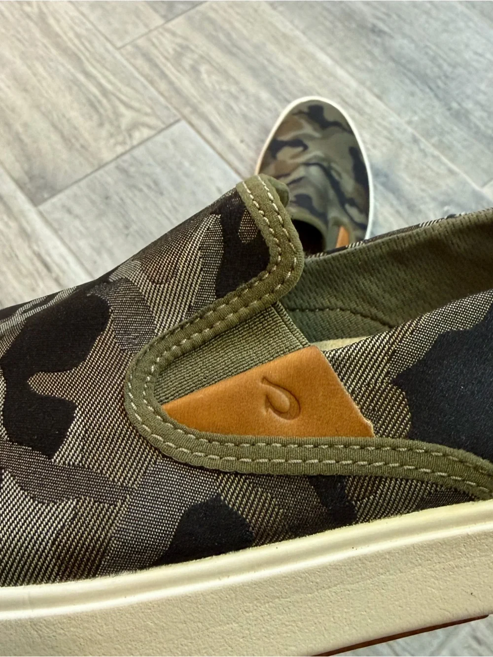 Olukai Lae'ahi Pa'i Men's Shoes Husk Camo Green Black Size 11 Breathable Woven